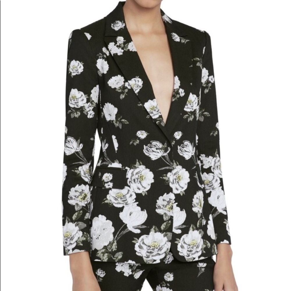 Alice + Olivia Macey Notched Floral Pattern Blazer